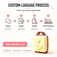 Valise à roulettes portable et durable de 14 pouces en ABS avec fermeture éclair, motif dessin animé, pour maquillage d'enfant, idéale pour les voyages