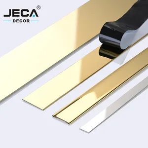 Foshan Factory JECA Gold Tile Trim Stainless Steel Flat Tile Trim For Wall Ceiling Furniture Decoration 304 Flat Trim Strips