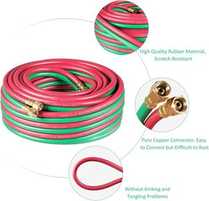 Uweld Oxygen Acetylene <strong>Hose</strong> <strong>1</strong>/4 <strong>Inch</strong> with 9/16&quot;-18 B Fittings Welding Cutting Torch Twin <strong>Hose</strong> - Product Image 4