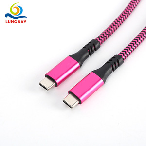 HOLLOW Type <b>C</b> To Type <b>C</b> Data Cable 3M Aluminum Shell Braided Nylon Fast <b>Charging</b> 5A 10G PD100W Rose Red - Product Image 1