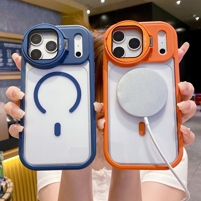 Magnetic Phone case Lens Holder for iPhone 17promax  16 Pro Max, Creative Transparent 15 Protective Cover 13