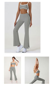 Bra Paired With Line Flared Pants for Outdoor Running, Yoga <strong>Clothes</strong>, Color Blocked Sports Suit for <strong>Women</strong> - Product Image 5
