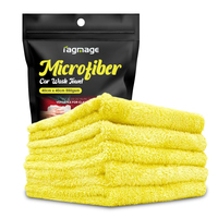 Lavage de voiture en microfibre sans bord 6Pack serviettes de détail professionnelles Super peluche 500GSM 16x16 séchage rapide bleu gris Orange jaune