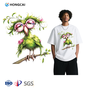 Nouveau oiseau de dessin animé <span class=keywords><strong>pour</strong></span> femmes avec logo à motif de grands yeux autocollants d'estampage à chaud déchirure froide vêtements impression vente directe d'usine - Product Image 1