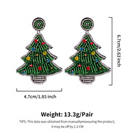 Boucles d'oreilles mini sapin de Noël perlées, mignonnes, petites, bijoux de Noël, cadeaux de fête d'hiver pour femmes