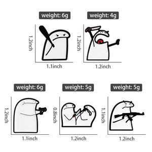 Broches de Esmalte con Memes de Flork, Figura Divertida con Pistola y Cuchillo, Broche de Solapa de Dibujos Animados Simple Force, Venta al por Mayor - Product Image 6