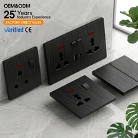Prise murale multifonctionnelle double ultra-mince KSQ en PC brossé noir 146 avec port USB Type-C pour la vente en gros
