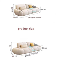 Canapé moderne trois places en tissu moelleux couleur personnalisée avec pieds en bois, design écologique pour appartement et petits salons