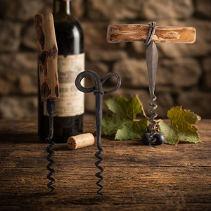 Tire-bouchon vintage en fer avec manche en bois, écologique, ouvre-bouteille de vin, modèle Chaman India 26412 - Product Image 2