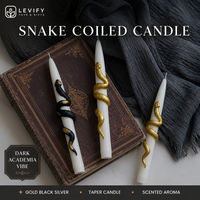 Bougie en forme de serpent, dorée et noire, en cire torsadée, décoration gothique pour cheminée, centre de table, ambiance Halloween effrayante et chaleureuse