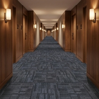 Dalles de moquette en polypropylène 50*50, durables, avec support en bitume, antidérapantes, pour couloirs d'hôtels, bureaux commerciaux, fabrication OEM