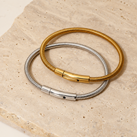 Bracelet Chaîne Serpent en Acier Inoxydable pour Hommes 21cm 5mm, Bracelets Maillons Tendance Plaqué Or 18K, Bijoux en Gros