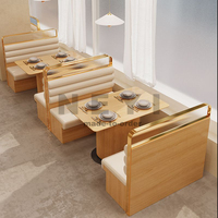 Canapé de stand moderne personnalisé Prix d'usine pas cher Oeuvre d'art Ensemble de table à manger en bois massif pour restaurant