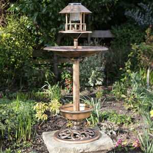 Décoration de jardin multifonctions, socle pour oiseau, mangeoire avec lumière solaire, pour hôtel - Product Image 1