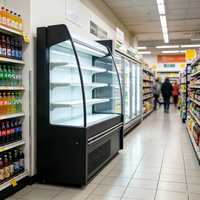 Réfrigérateur ouvert multi-étages à LED lumineuses pour supermarché, refroidissement rapide, idéal pour la zone boissons