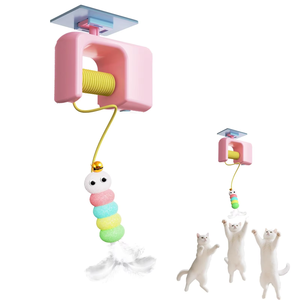 Modern Long Elastic Bell Hanging Door Teasing <b>Cat</b> Interactive Rope Toy with Sticky Disc Swing Plastic Accessory for <b>Cats</b> - Product Image 1