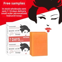 Savon éclaircissant pour la peau à l'acide kojique biologique fait à la main, emballage original personnalisé, 3 barres de 100 g