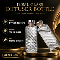 Bouteille diffuseur d'aromathérapie cylindrique de luxe 150 ml avec bouchon à vis en liège, estampage à chaud, vente directe d'usine, flacon de parfum en verre