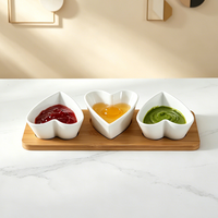 Offre Spéciale – Ensemble de 3 mini-bols en céramique en forme de cœur pour sauce, biscuits, noix, snacks et desserts
