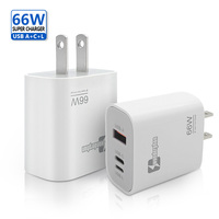 Telepon penjualan langsung pabrik 66W 3-Port USB a + C + L tipe-c PD QC 3.0 adaptor pengisi daya Super cepat dinding USB untuk iPhone Samsung