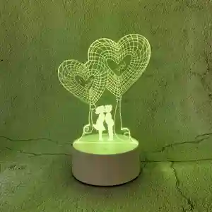 بالجملة مصباح زوجين-الإبداعية 3D ليلة ضوء مخصص صور الشركات شعار لطيف هدية عيد ميلاد led لمبة مكتب أباجورة زوجين