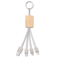 Câble USB de charge rapide 3-en-1 en TPE dégradable, écologique, avec porte-clés pour iOS, Android, ordinateur et imprimante