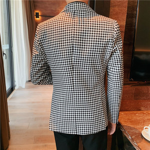Vestes à <span class=keywords><strong>carreaux</strong></span> à la mode <span class=keywords><strong>Blazer</strong></span> décontracté pour hommes Veste de costume une pièce Slim Fit Male Coat Fashion In Stock costumes pour hommes <span class=keywords><strong>blazer</strong></span> - Product Image 6