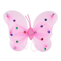 Ensemble trois pièces d'ailes de papillon lumineuses en tissu pour enfants, baguette magique de fée des fleurs, jouet de performance magique - Vente en gros