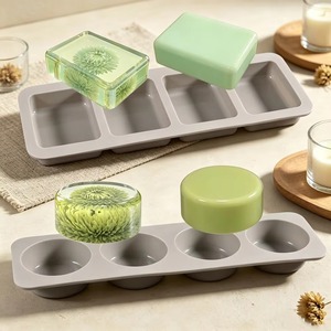 4 Cavity Geometric Rectangular Round <b>Silicone</b> <b>Soap</b> <b>Mold</b> Handmade DIY Craft <b>Mold</b> for Essential Oil <b>Soap</b> Making - Product Image 2