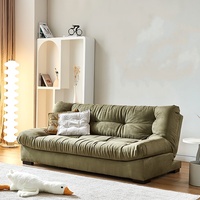 Precio bajo Color verde Respaldo ajustable Sofá cama Convertible Futón Sofás Camas para sala de estar pequeña Departamento Ventas al por mayor