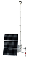 Torre de Luz Móvil LED Solar DC con Remolque, Cámara CCTV, Batería de Respaldo y Sistema de Monitoreo Remoto para Iluminación de Seguridad en Sitios