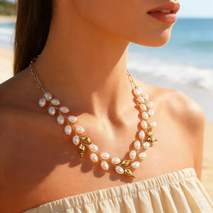 Collar de Perlas con Baño de Oro de 18k, Diseño de Capullo Floral, Joyería para Uso Diario y Festividades - Product Image 5