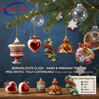 Boule de Noël en verre soufflé en forme de cœur, fournisseur de marques privées, ODM, cadeau de voyage Californie, décoration pour la maison et les fêtes, en borosilicate, vente en gros