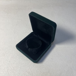 Factory Wholesale Custom Luxurious Green Velvet Jewelry Gift <b>Box</b> With Logo For <b>Ring</b> Earring Pendant Bracelet Bangle Necklace - Product Image 3