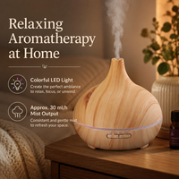 Diffuseur d'huiles essentielles ultrasonique 550 ml en bois, humidificateur d'aromathérapie, LED 7 couleurs, arrêt automatique, 3 minuteurs, brume froide