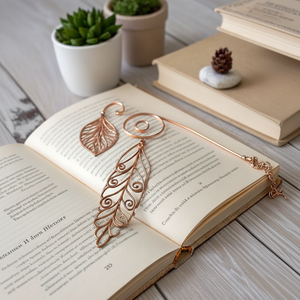 Marque-page en métal laiton de style vintage de luxe avec des motifs d'éléphants en relief détaillés, parfait pour les cadeaux aux amateurs de livres - Product Image 1