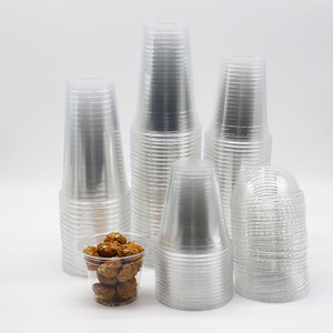 أكواب بلاستيكية شفافة عالية الجودة مع أغطية، مطبوعة بشعار، 98 مم (1000 قطعة/كرتون)، متوفرة بأحجام 12/14/16/18/20/24 أونصة - Product Image 1