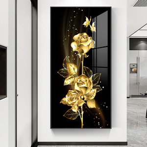 Decorazione per la Casa, Poster con Fiori Dorati, Stampa su Tela, Dipinto Murale per Soggiorno, Arte da Parete in Cristallo e Porcellana - Product Image 3