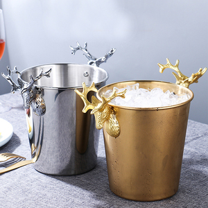 Sáng Tạo Thép Không Gỉ Hươu Đầu Xô Đá Bán Buôn Rượu Sâm Banh Đồ Uống Bồn Tắm Bia Lạnh Rượu Vang Chai Mát Xô Đá - Product Image 1