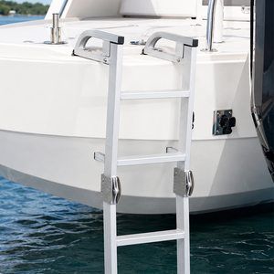 Escalera Plegable de 4 Peldaños para Bote Pontón HOMFUL, Escalera de Embarque de Aluminio con Barandillas Dobles, Carga Máxima de 300 LBS, Montaje en Cubierta que Ahorra Espacio - Product Image 6