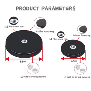 맞춤형 차량용 락 라이트 고프로 마그네틱 마운트 네오디뮴 고무 코팅 팟 자석 22mm 31mm 36mm 43mm 66mm 88mm M4 M5 M6 - Product Image 4