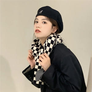 Lklyt20 — <span class=keywords><strong>ensemble</strong></span> <span class=keywords><strong>écharpe</strong></span> de chapeau imprimé, bandeau à carreaux noir et blanc, <span class=keywords><strong>béret</strong></span> à carreaux pour <span class=keywords><strong>femme</strong></span> - Product Image 6