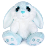 OEM & ODM Lapin en peluche mignon avec de longues oreilles tombantes et de grands yeux arc-en-ciel, animal en peluche doux, compagnon de lit adorable