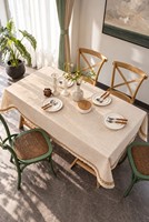 Ensemble de linge de table de style rustique campagnard naturel avec nappe, serviettes et anneaux en dentelle, coffret cadeau pour la salle à manger
