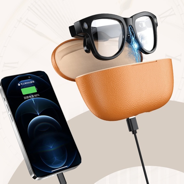 M02 Smart Glasses Charging Case 3600mAh Battery 8MP Camera Noise Cancelling App Control Pictures Video AI Translation ChatGPT BT