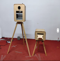 Photomaton rétro en bois YPT avec écran tactile de 18,5 pouces, compatible Wi-Fi et Bluetooth, iPad/appareil photo/smartphones, impression en libre-service