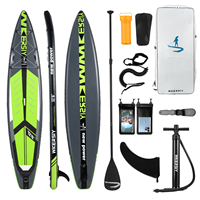 Planche de paddle gonflable de course ultra-rigide de 12,6 pieds - Planche de paddle de tourisme haute vitesse - Conception professionnelle à nez pointu - HY Sports SYFG380 PVC