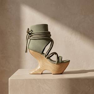 Nuovi Sandali Estivi Donna 2026 con Zeppa, <span class=keywords><strong>Tacco</strong></span> Unico in Legno Naturale, Verde Salvia, Cinturino Incrociato, <span class=keywords><strong>Scarpe</strong></span> Gladiatore con Plateau - Vendita all'Ingrosso - Product Image 4