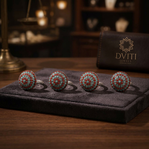 Dviti Jewels Pair Religious Indian Cultural Style Fine Silver Natural Stone Toe Rings Women Wedding Engagement Gift Made India - Product Image 5