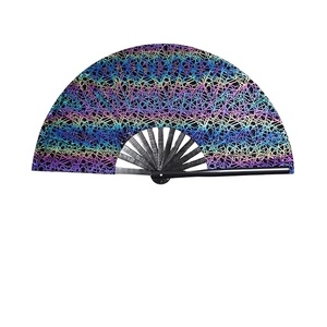 Éventail pliant réfléchissant holographique en tissu de bambou avec étui pour événements et raves - Product Image 5